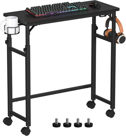 Mobile Keyboard Tray with Mouse Pad, Height Adjustment 21.6"-31.1", Keyboard Standing Desk, Rolling Under-Desk Extender with Lockable Casters, Desk Accessories for Home Office, Black