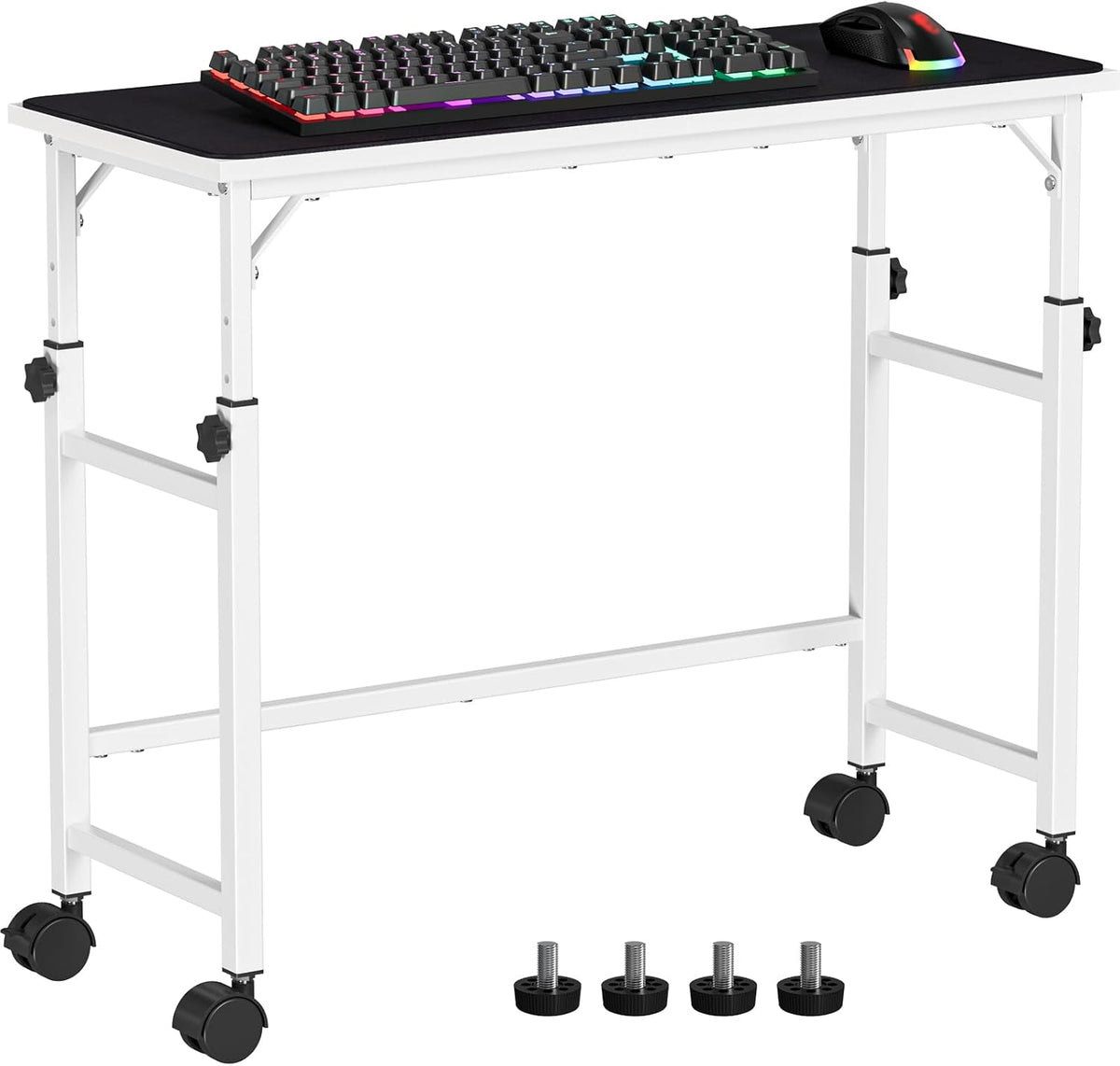 Mobile Keyboard Tray with Mouse Pad, Height Adjustment 21.6"-31.1", Keyboard Standing Desk, Rolling Under-Desk Extender with Lockable Casters, Desk Accessories for Home Office, Black