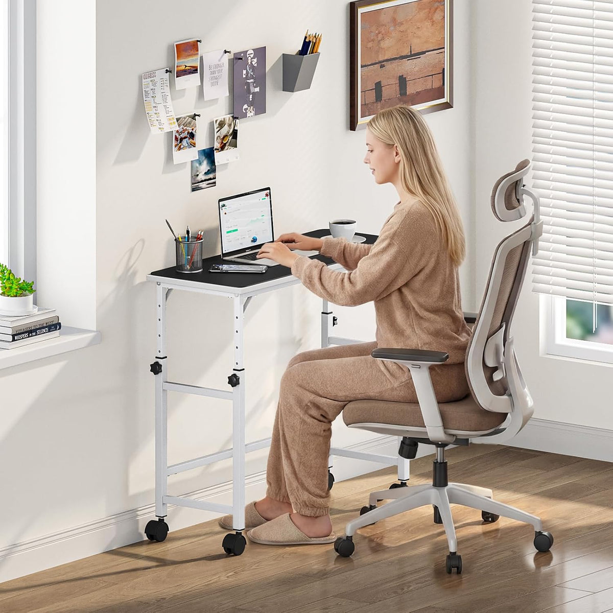 Mobile Keyboard Tray with Mouse Pad, Height Adjustment 21.6"-31.1", Keyboard Standing Desk, Rolling Under-Desk Extender with Lockable Casters, Desk Accessories for Home Office, Black