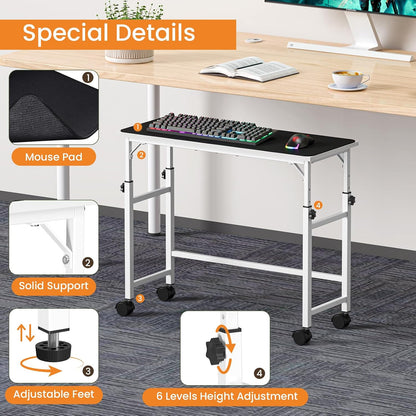 Mobile Keyboard Tray with Mouse Pad, Height Adjustment 21.6"-31.1", Keyboard Standing Desk, Rolling Under-Desk Extender with Lockable Casters, Desk Accessories for Home Office, Black