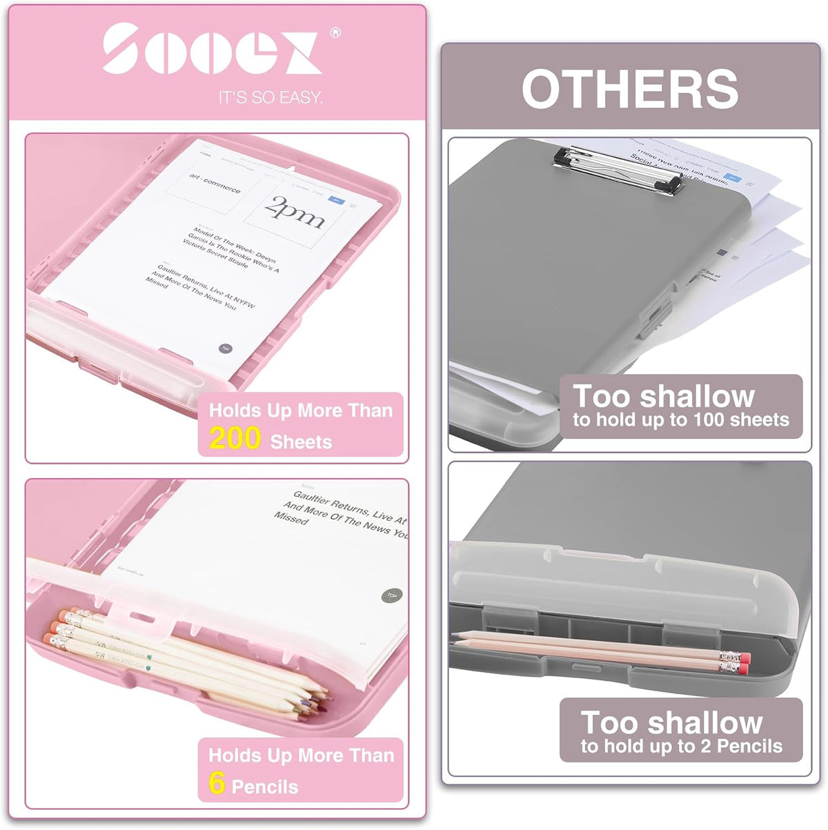 Clipboards with Storage, High Capacity Clip Boards 8.5x11 with Storage, Heavy Duty Nursing Clipboard Folder, Plastic Clipboard with Pen Holder for Women Teachers Work, School & Office Supplies