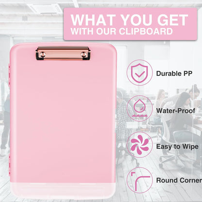 Clipboards with Storage, High Capacity Clip Boards 8.5x11 with Storage, Heavy Duty Nursing Clipboard Folder, Plastic Clipboard with Pen Holder for Women Teachers Work, School & Office Supplies