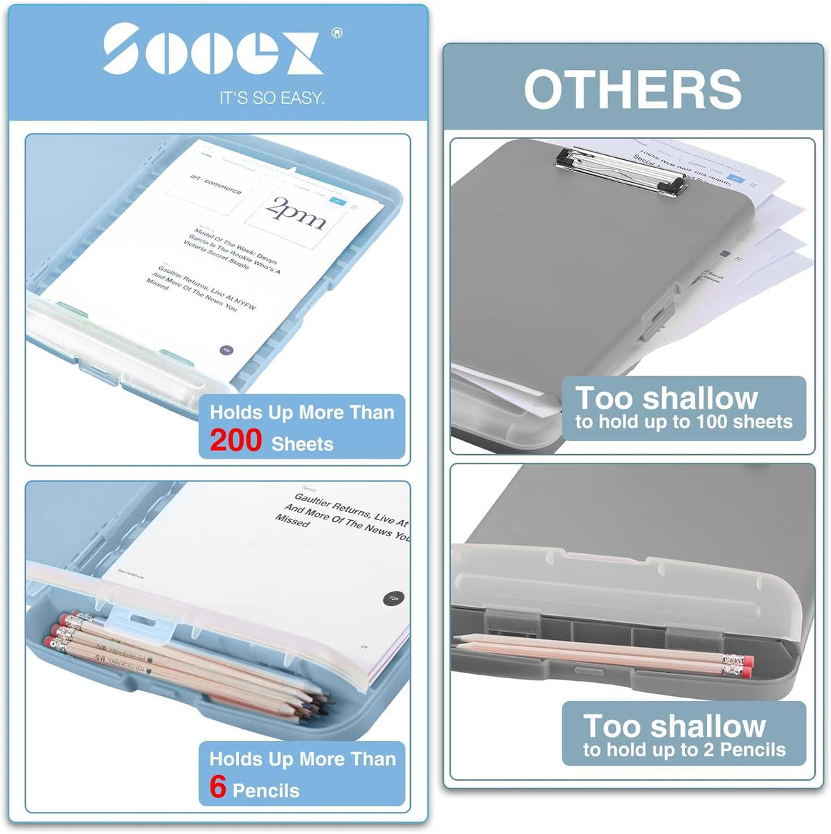 Clipboards with Storage, High Capacity Clip Boards 8.5x11 with Storage, Heavy Duty Nursing Clipboard Folder, Plastic Clipboard with Pen Holder for Women Teachers Work, School & Office Supplies
