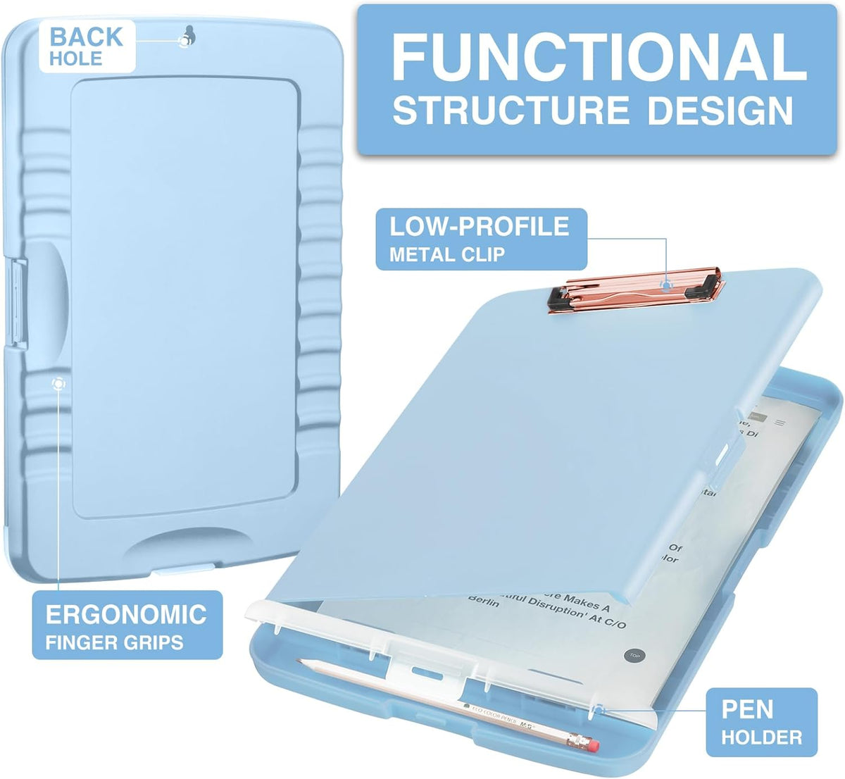 Clipboards with Storage, High Capacity Clip Boards 8.5x11 with Storage, Heavy Duty Nursing Clipboard Folder, Plastic Clipboard with Pen Holder for Women Teachers Work, School & Office Supplies