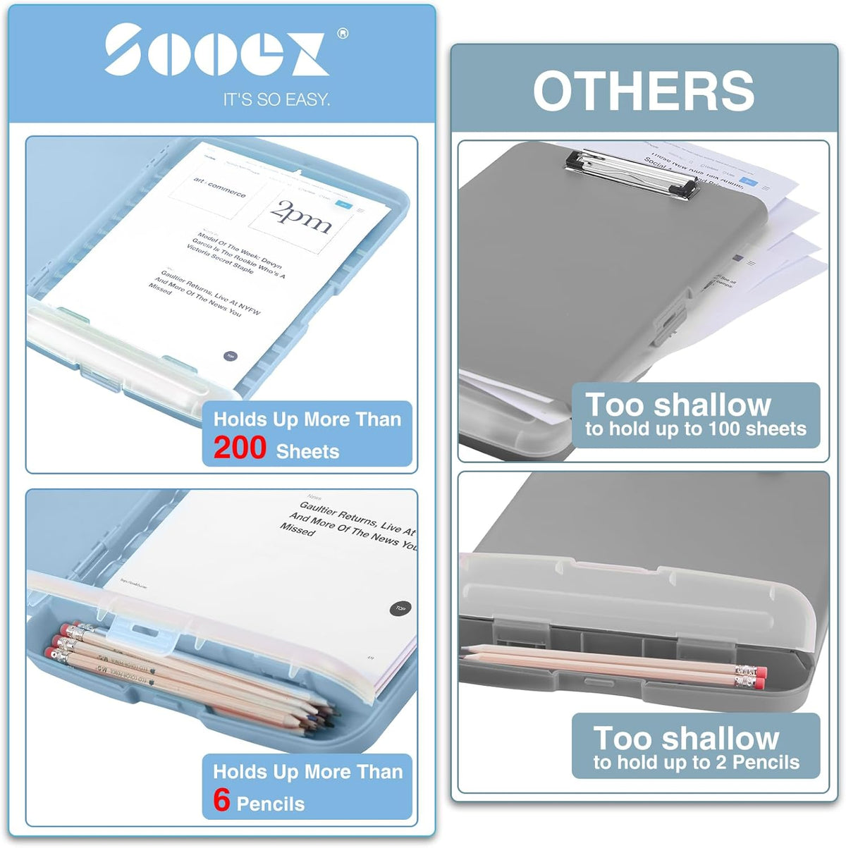 Clipboards with Storage, High Capacity Clip Boards 8.5x11 with Storage, Heavy Duty Nursing Clipboard Folder, Plastic Clipboard with Pen Holder for Women Teachers Work, School & Office Supplies