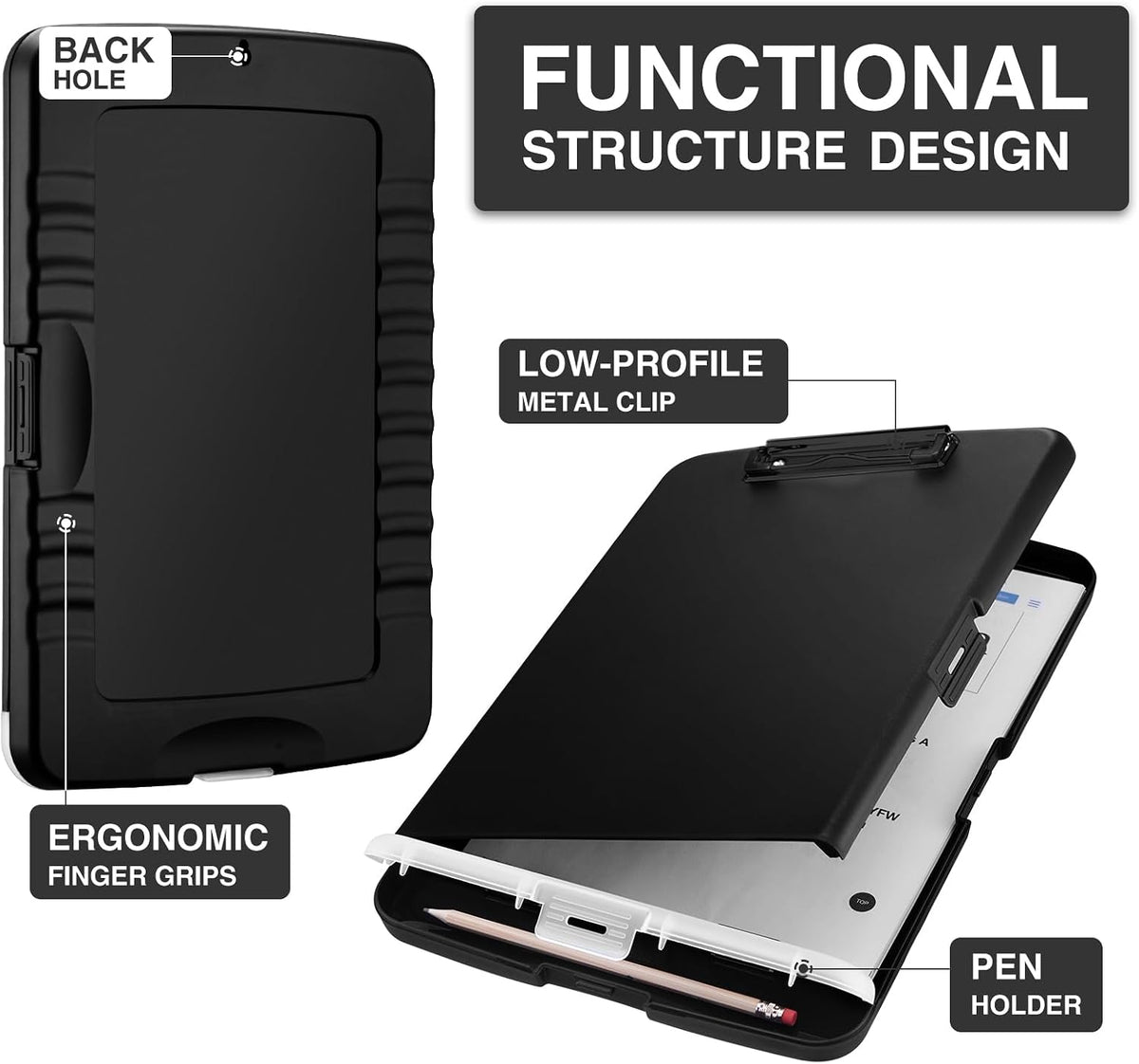 Clipboards with Storage, High Capacity Clip Boards 8.5x11 with Storage, Heavy Duty Nursing Clipboard Folder, Plastic Clipboard with Pen Holder for Women Teachers Work, School & Office Supplies