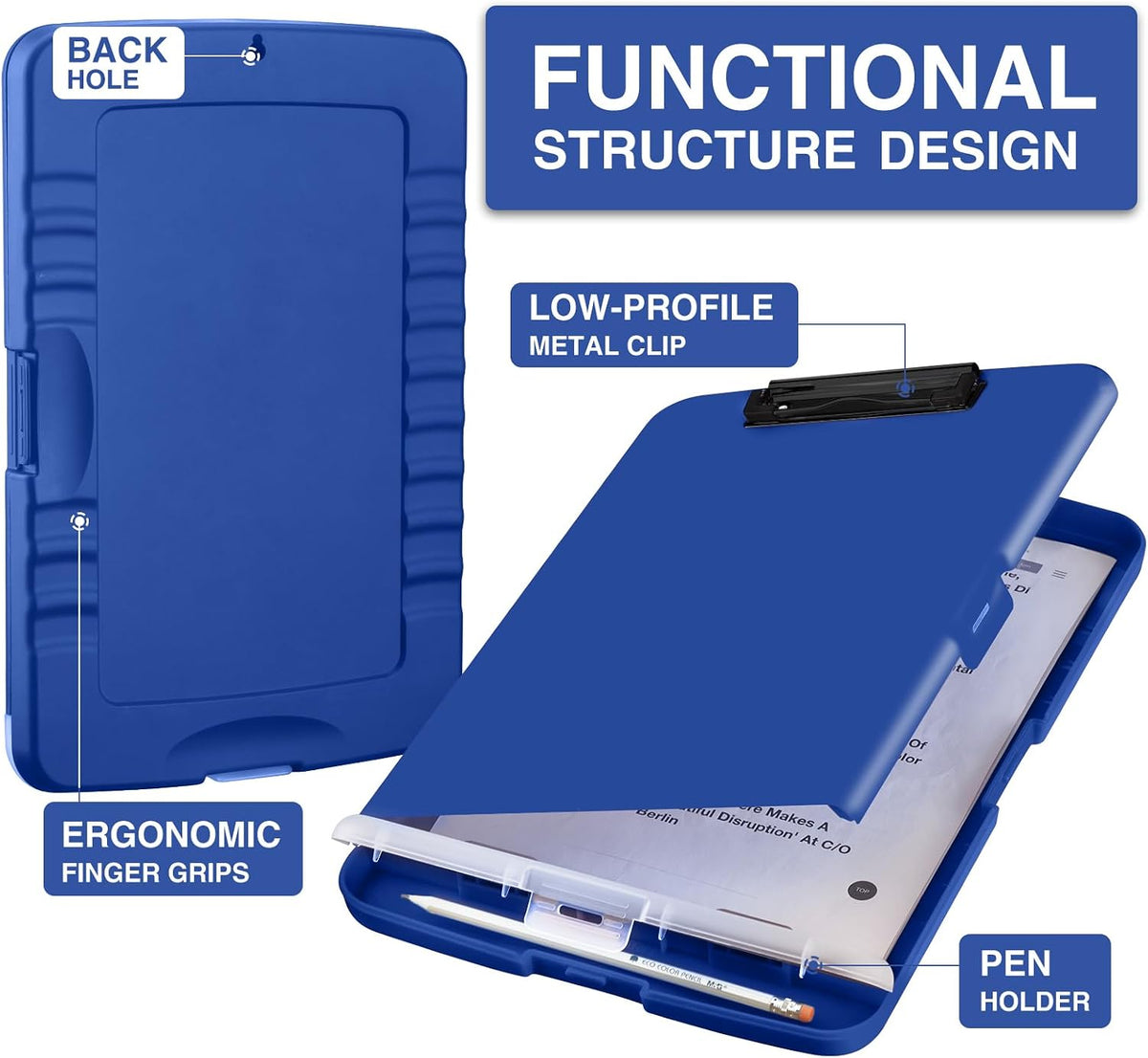 Clipboards with Storage, High Capacity Clip Boards 8.5x11 with Storage, Heavy Duty Nursing Clipboard Folder, Plastic Clipboard with Pen Holder for Women Teachers Work, School & Office Supplies