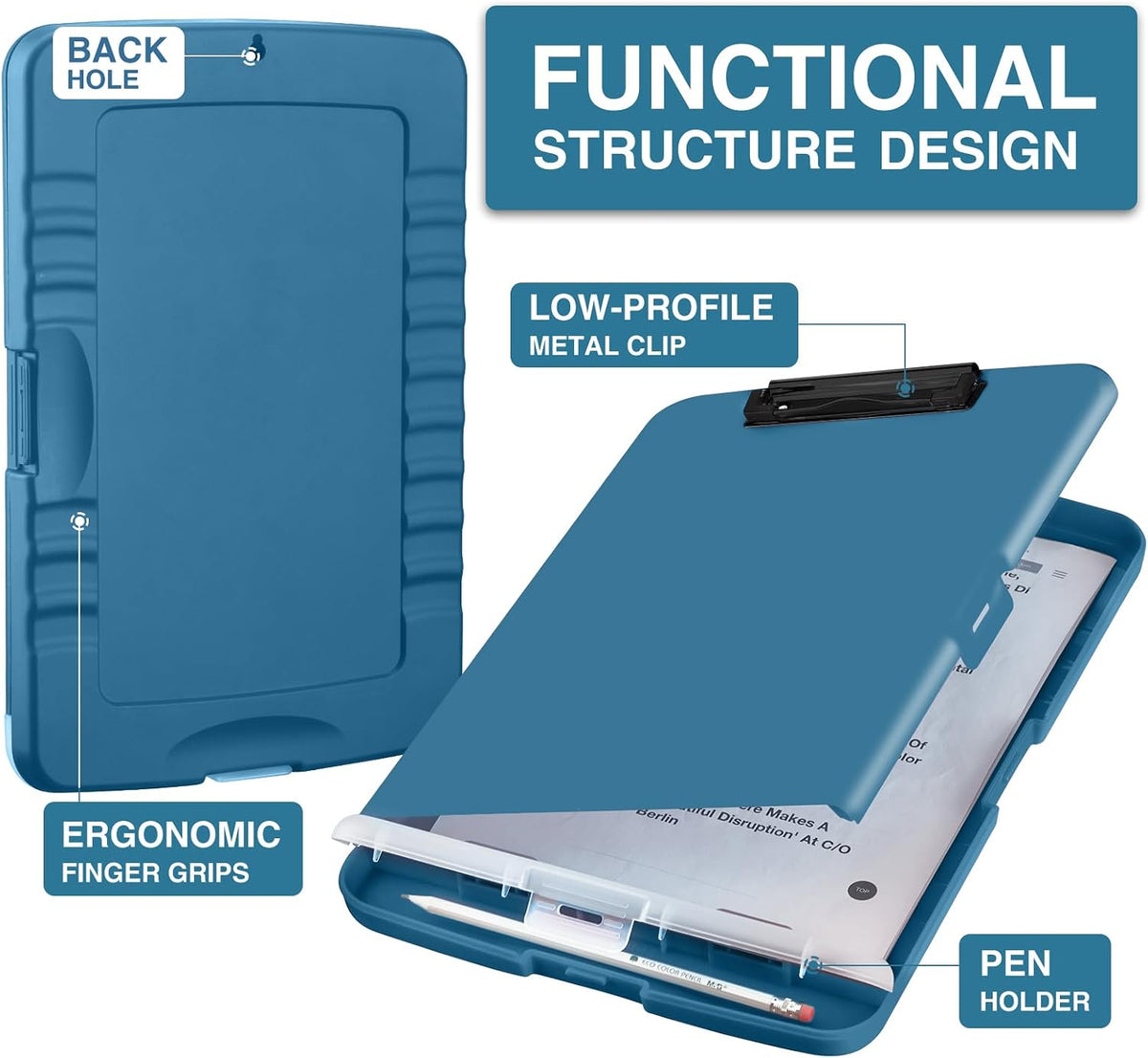 Clipboards with Storage, High Capacity Clip Boards 8.5x11 with Storage, Heavy Duty Nursing Clipboard Folder, Plastic Clipboard with Pen Holder for Women Teachers Work, School & Office Supplies