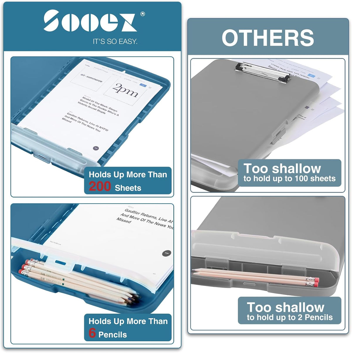 Clipboards with Storage, High Capacity Clip Boards 8.5x11 with Storage, Heavy Duty Nursing Clipboard Folder, Plastic Clipboard with Pen Holder for Women Teachers Work, School & Office Supplies
