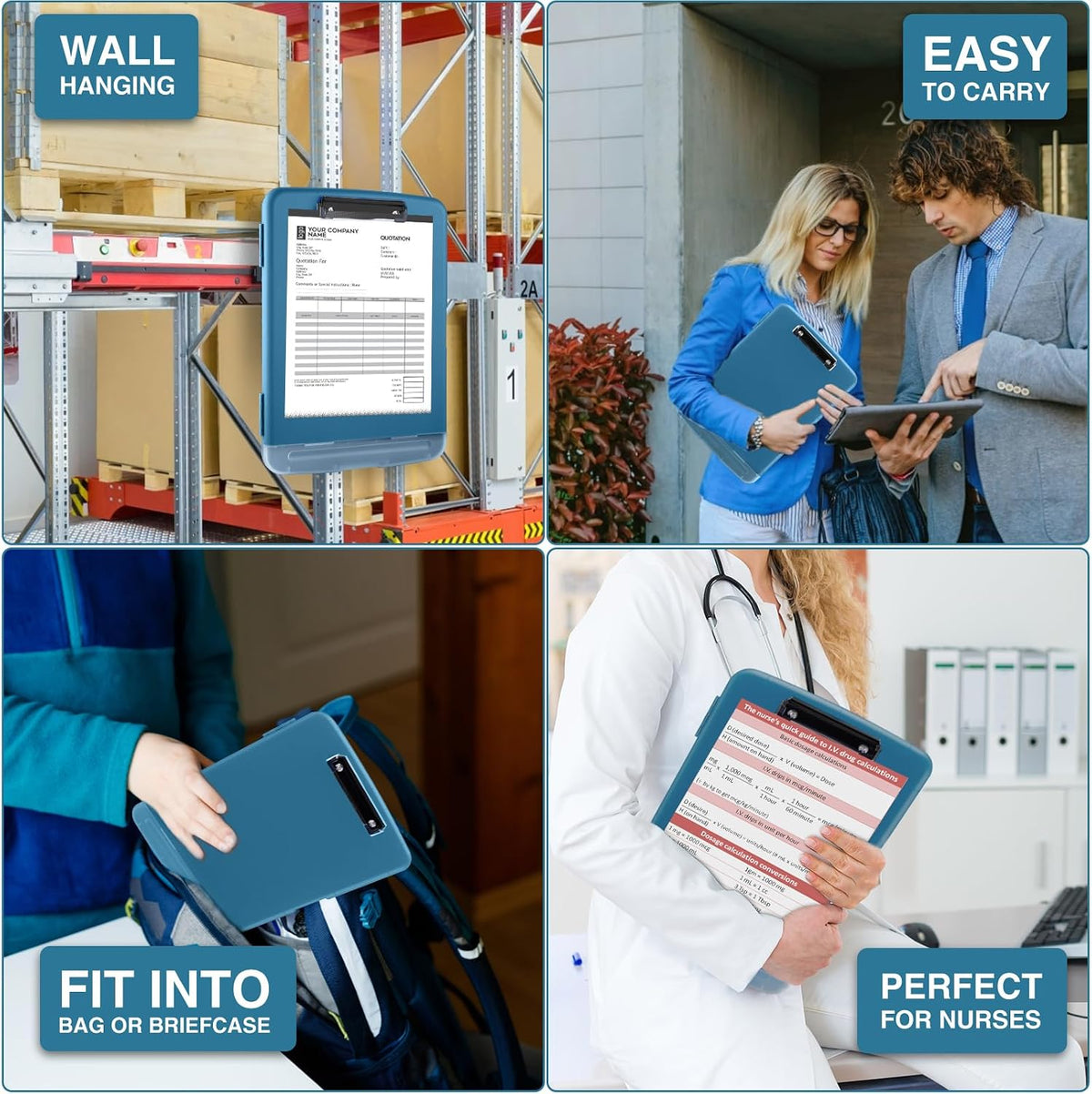 Clipboards with Storage, High Capacity Clip Boards 8.5x11 with Storage, Heavy Duty Nursing Clipboard Folder, Plastic Clipboard with Pen Holder for Women Teachers Work, School & Office Supplies