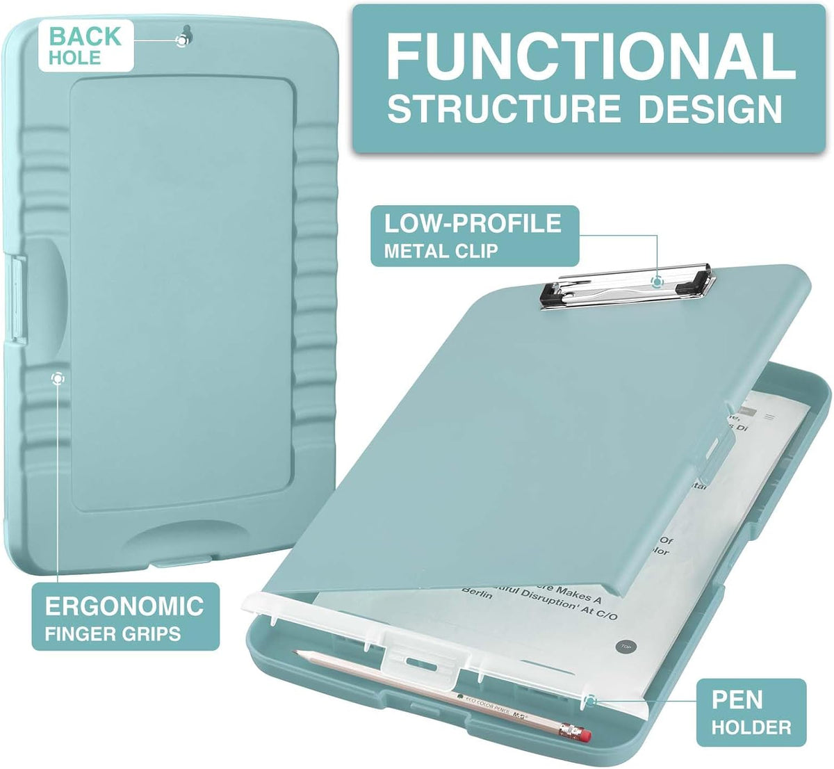 Clipboards with Storage, High Capacity Clip Boards 8.5x11 with Storage, Heavy Duty Nursing Clipboard Folder, Plastic Clipboard with Pen Holder for Women Teachers Work, School & Office Supplies