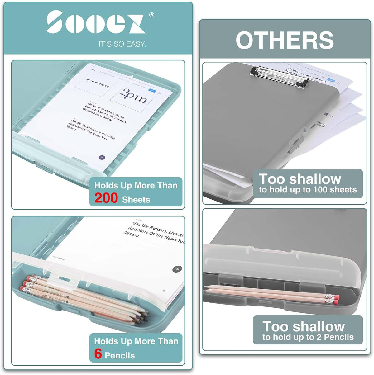Clipboards with Storage, High Capacity Clip Boards 8.5x11 with Storage, Heavy Duty Nursing Clipboard Folder, Plastic Clipboard with Pen Holder for Women Teachers Work, School & Office Supplies