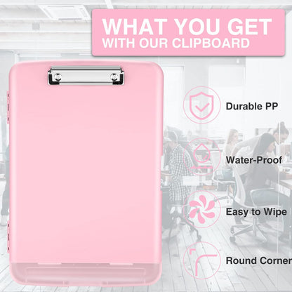 Clipboards with Storage, High Capacity Clip Boards 8.5x11 with Storage, Heavy Duty Nursing Clipboard Folder, Plastic Clipboard with Pen Holder for Women Teachers Work, School & Office Supplies