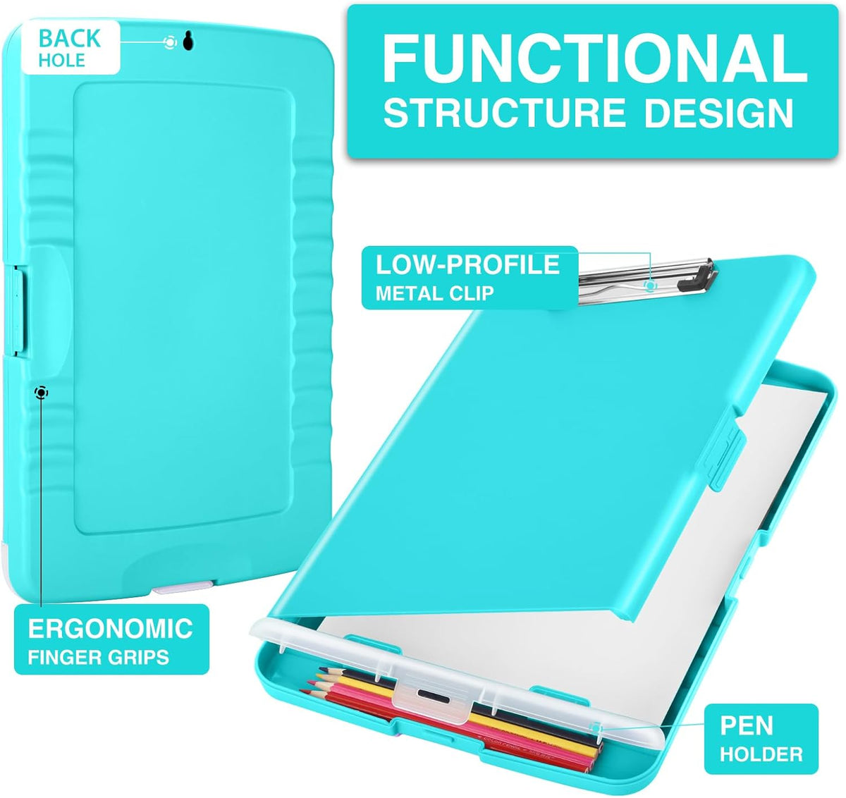 Clipboards with Storage, High Capacity Clip Boards 8.5x11 with Storage, Heavy Duty Nursing Clipboard Folder, Plastic Clipboard with Pen Holder for Women Teachers Work, School & Office Supplies