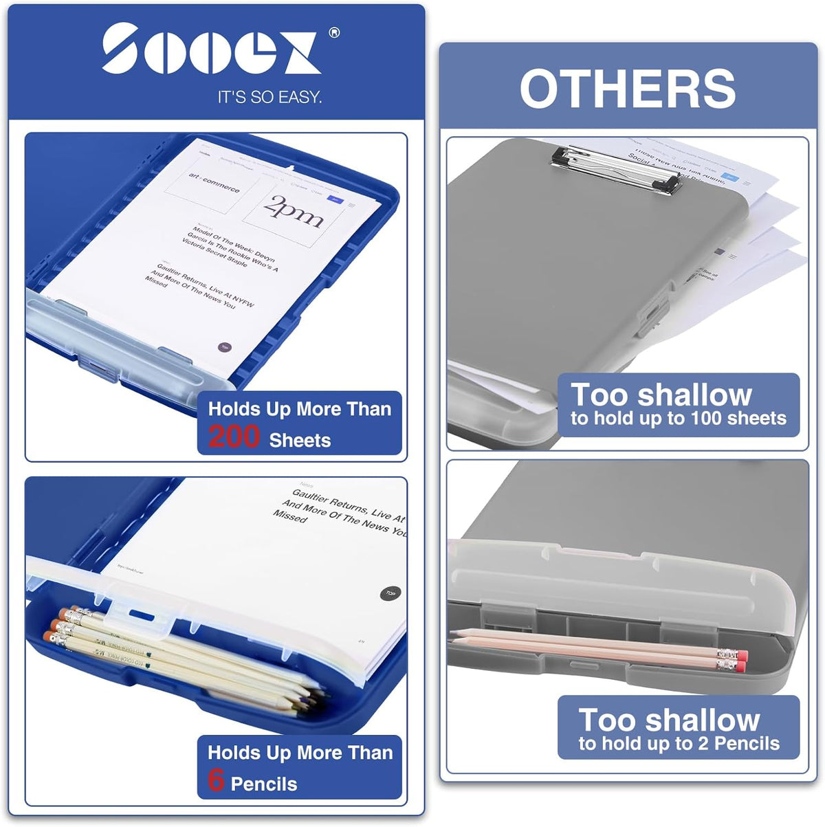 Clipboards with Storage, High Capacity Clip Boards 8.5x11 with Storage, Heavy Duty Nursing Clipboard Folder, Plastic Clipboard with Pen Holder for Women Teachers Work, School & Office Supplies