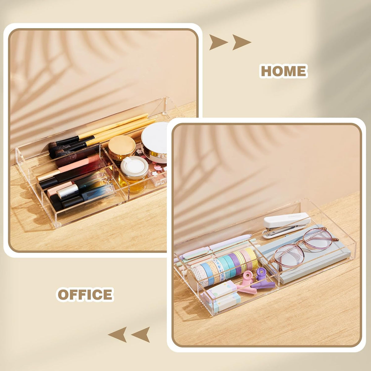 Clear Acrylic Drawer Organizer,4 Compartments,Small