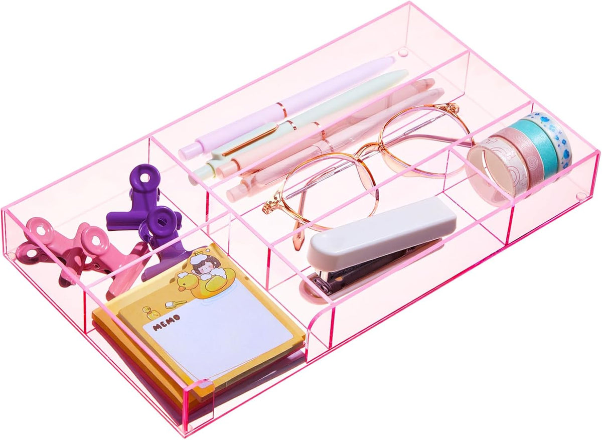 Clear Acrylic Drawer Organizer,4 Compartments,Small