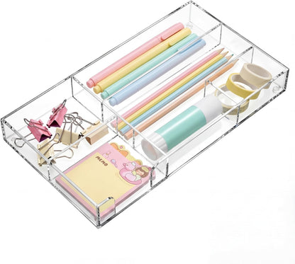Clear Acrylic Drawer Organizer,4 Compartments,Small