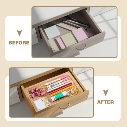 Clear Acrylic Drawer Organizer,4 Compartments,Small