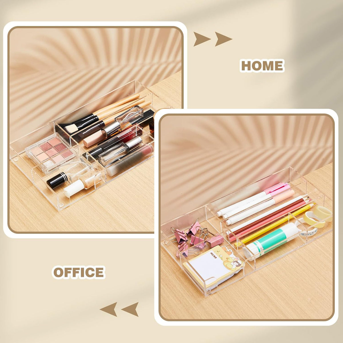 Clear Acrylic Drawer Organizer,4 Compartments,Small
