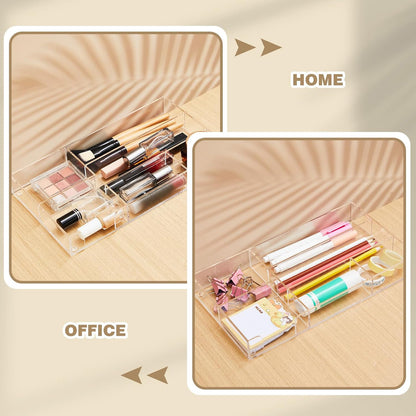 Clear Acrylic Drawer Organizer,4 Compartments,Small