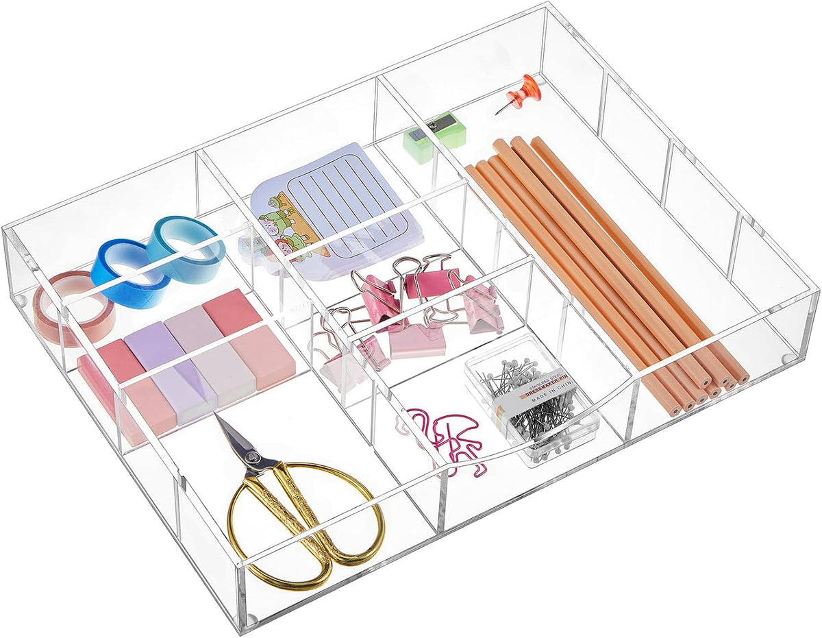 Clear Acrylic Drawer Organizer,4 Compartments,Small