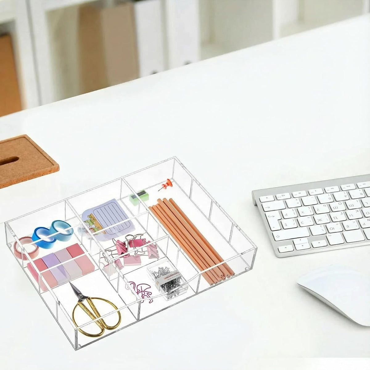 Clear Acrylic Drawer Organizer,4 Compartments,Small