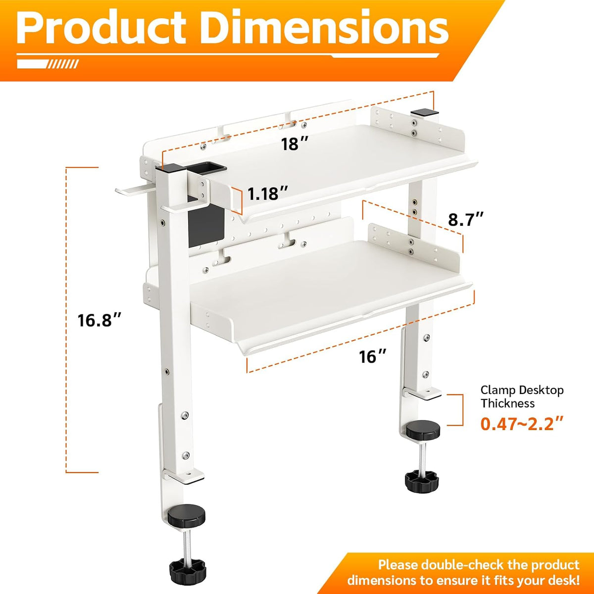 Metal Clamp On Desk Shelf,Storage Shelves with Pegboard and Pencil Holder