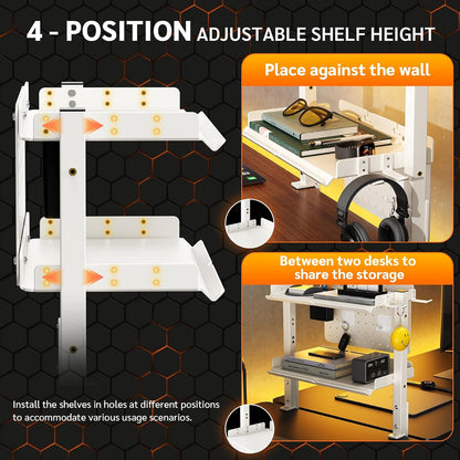 Metal Clamp On Desk Shelf,Storage Shelves with Pegboard and Pencil Holder