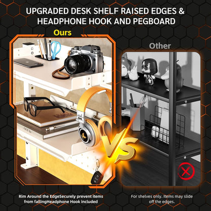 Metal Clamp On Desk Shelf,Storage Shelves with Pegboard and Pencil Holder