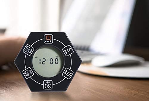Hexagon Rotating Productivity Clock, Pomodoro Timer with 5,15, 30, 45, 60 Minute Presets, Timer for People with ADHD (Orange)