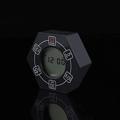 Hexagon Rotating Productivity Clock, Pomodoro Timer with 5,15, 30, 45, 60 Minute Presets, Timer for People with ADHD (Orange)