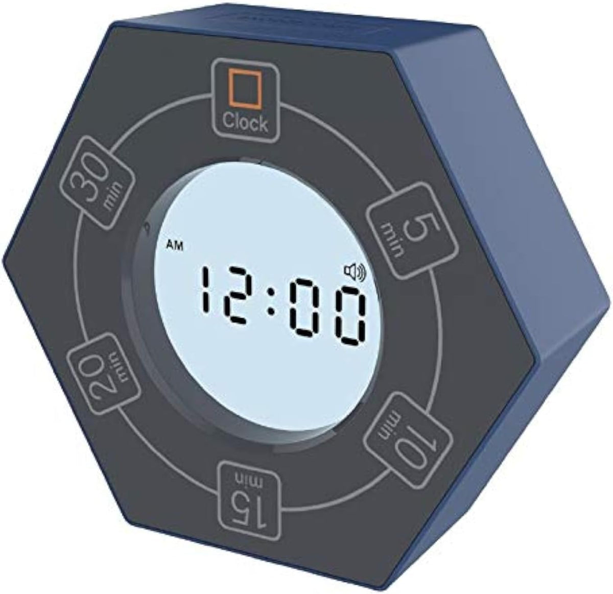 Hexagon Rotating Productivity Clock, Pomodoro Timer with 5,15, 30, 45, 60 Minute Presets, Timer for People with ADHD (Orange)