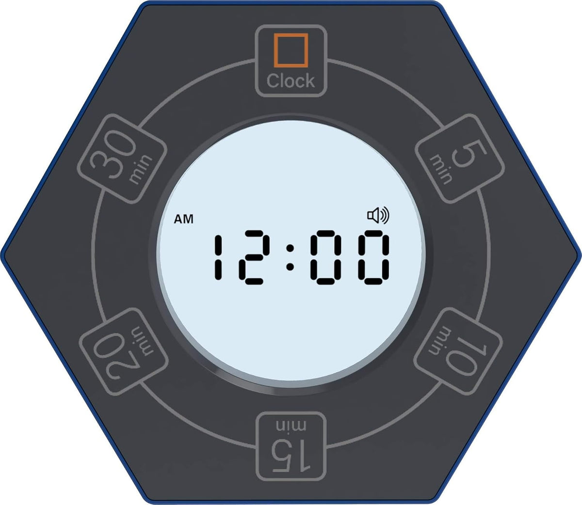 Hexagon Rotating Productivity Clock, Pomodoro Timer with 5,15, 30, 45, 60 Minute Presets, Timer for People with ADHD (Orange)