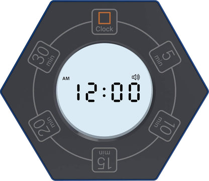 Hexagon Rotating Productivity Clock, Pomodoro Timer with 5,15, 30, 45, 60 Minute Presets, Timer for People with ADHD (Orange)