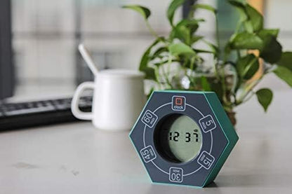 Hexagon Rotating Productivity Clock, Pomodoro Timer with 5,15, 30, 45, 60 Minute Presets, Timer for People with ADHD (Orange)