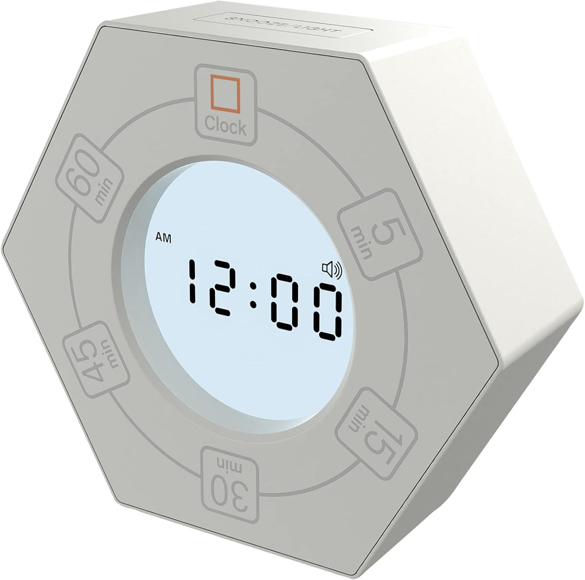 Hexagon Rotating Productivity Clock, Pomodoro Timer with 5,15, 30, 45, 60 Minute Presets, Timer for People with ADHD (Orange)
