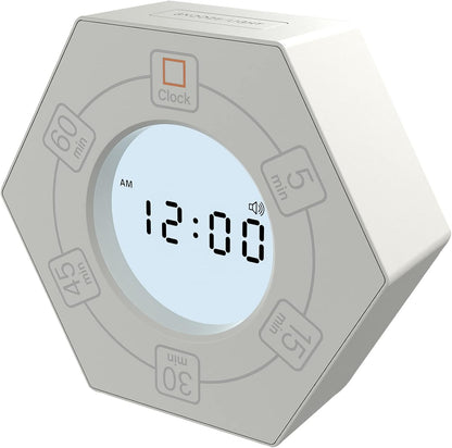 Hexagon Rotating Productivity Clock, Pomodoro Timer with 5,15, 30, 45, 60 Minute Presets, Timer for People with ADHD (Orange)