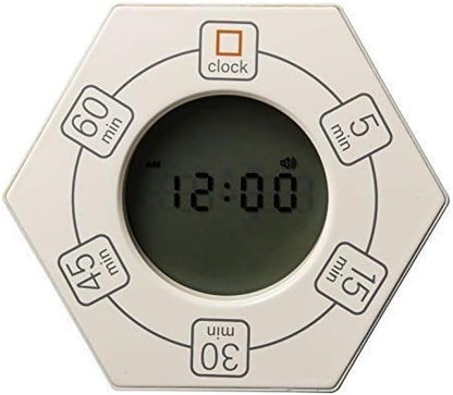 Hexagon Rotating Productivity Clock, Pomodoro Timer with 5,15, 30, 45, 60 Minute Presets, Timer for People with ADHD (Orange)