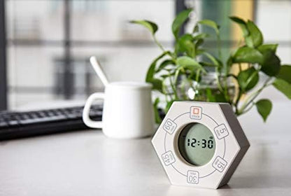 Hexagon Rotating Productivity Clock, Pomodoro Timer with 5,15, 30, 45, 60 Minute Presets, Timer for People with ADHD (Orange)