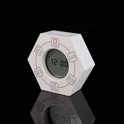 Hexagon Rotating Productivity Clock, Pomodoro Timer with 5,15, 30, 45, 60 Minute Presets, Timer for People with ADHD (Orange)