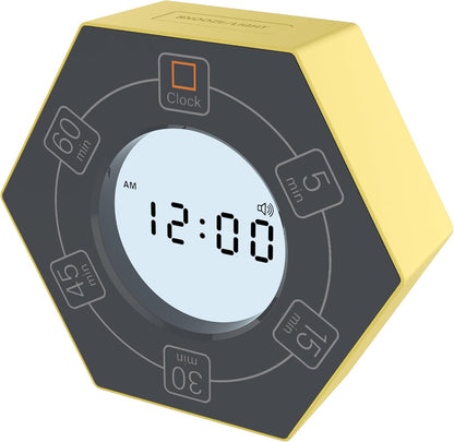Hexagon Rotating Productivity Clock, Pomodoro Timer with 5,15, 30, 45, 60 Minute Presets, Timer for People with ADHD (Orange)