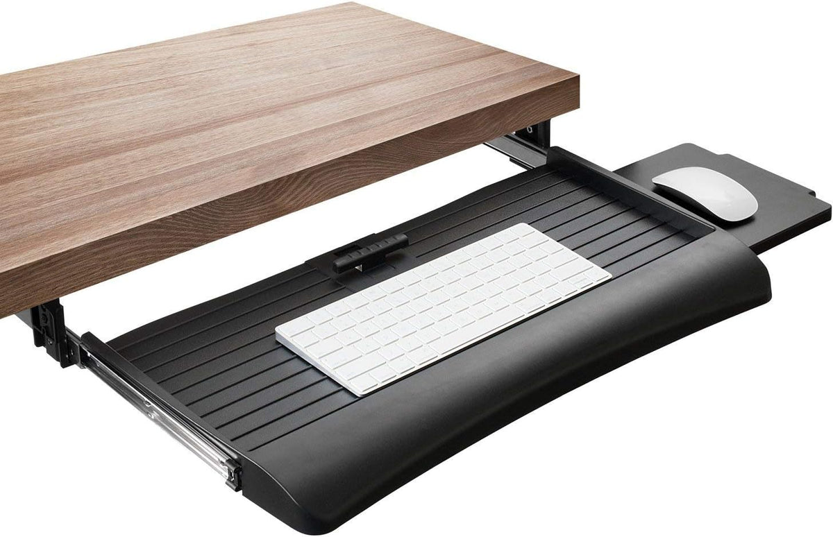 ! Keyboard Tray Under Desk with Adjustable Mouse Platform – Easy-Glide Sliding Drawer Under Desk Slide Out – Ergonomic Under Key Board Shelf for Office, Gaming, and Workstations