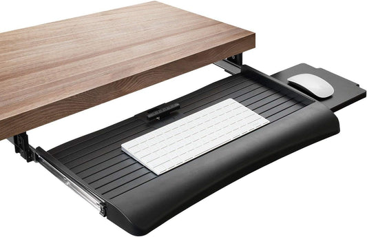 ! Keyboard Tray Under Desk with Adjustable Mouse Platform – Easy-Glide Sliding Drawer Under Desk Slide Out – Ergonomic Under Key Board Shelf for Office, Gaming, and Workstations