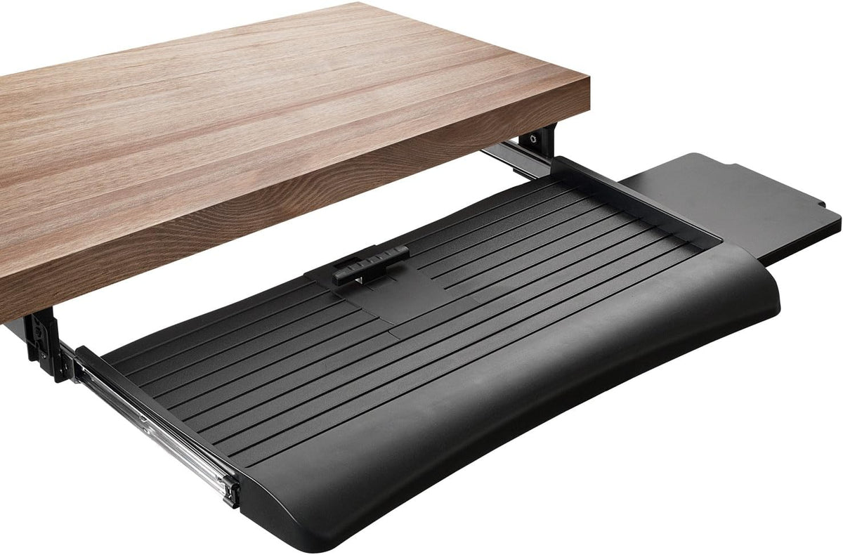! Keyboard Tray Under Desk with Adjustable Mouse Platform – Easy-Glide Sliding Drawer Under Desk Slide Out – Ergonomic Under Key Board Shelf for Office, Gaming, and Workstations