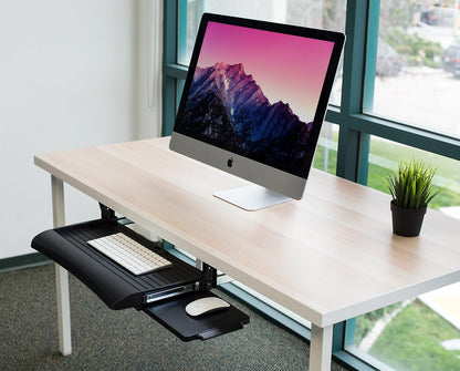 ! Keyboard Tray Under Desk with Adjustable Mouse Platform – Easy-Glide Sliding Drawer Under Desk Slide Out – Ergonomic Under Key Board Shelf for Office, Gaming, and Workstations