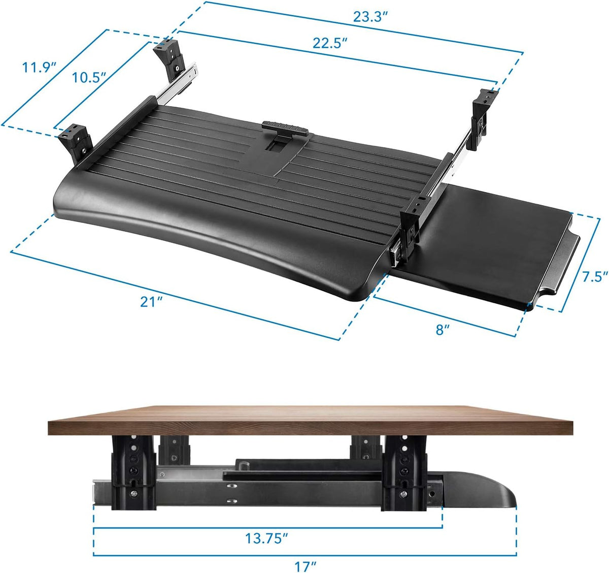 ! Keyboard Tray Under Desk with Adjustable Mouse Platform – Easy-Glide Sliding Drawer Under Desk Slide Out – Ergonomic Under Key Board Shelf for Office, Gaming, and Workstations