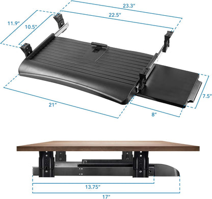 ! Keyboard Tray Under Desk with Adjustable Mouse Platform – Easy-Glide Sliding Drawer Under Desk Slide Out – Ergonomic Under Key Board Shelf for Office, Gaming, and Workstations