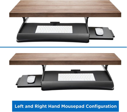 ! Keyboard Tray Under Desk with Adjustable Mouse Platform – Easy-Glide Sliding Drawer Under Desk Slide Out – Ergonomic Under Key Board Shelf for Office, Gaming, and Workstations