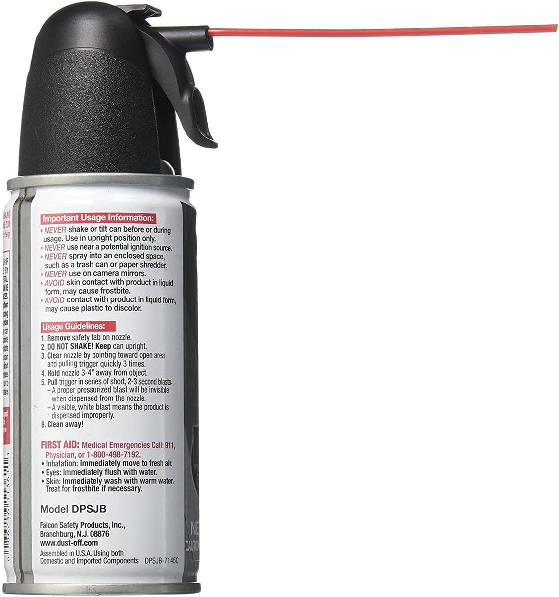 Dust, Off Compressed Gas (152a) Disposable Cleaning Duster, 1, Count, 3.5 oz Can (DPSJB),Black